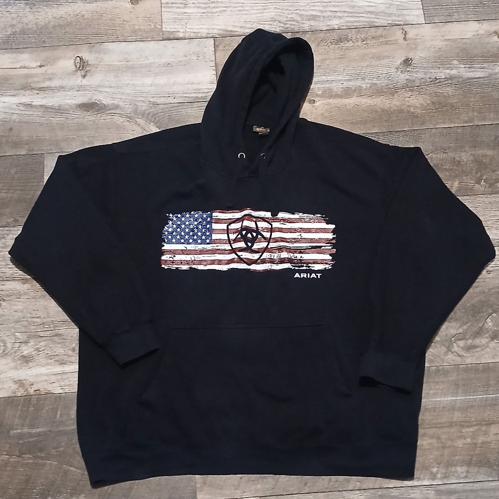Ariat Black Hoodie with American Flag Design